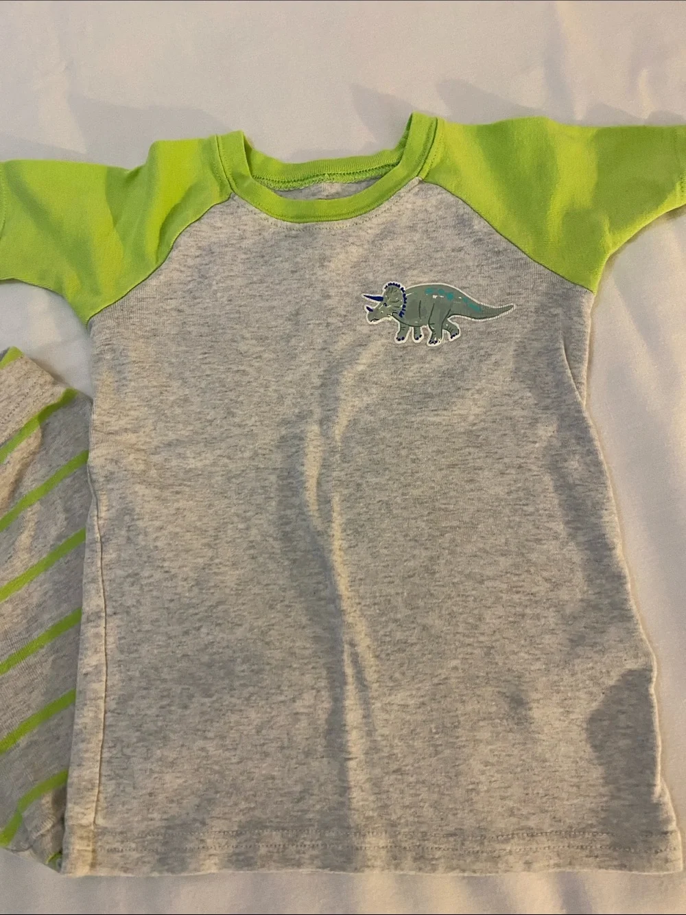 Toddler Dino Short Pajama Set in Heather Gray and Lime